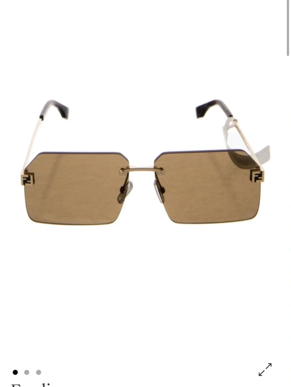 Fendi Rimless Square Sunglasses in Brown and Gold